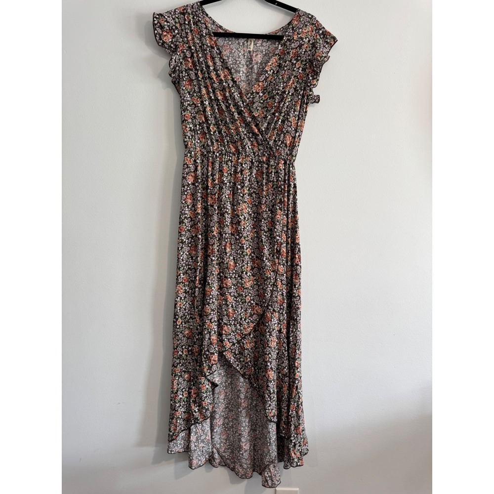 Grecerelle Floral High Low Maxi Dress Womens Small Brown Coastal cowgirl maxi‎